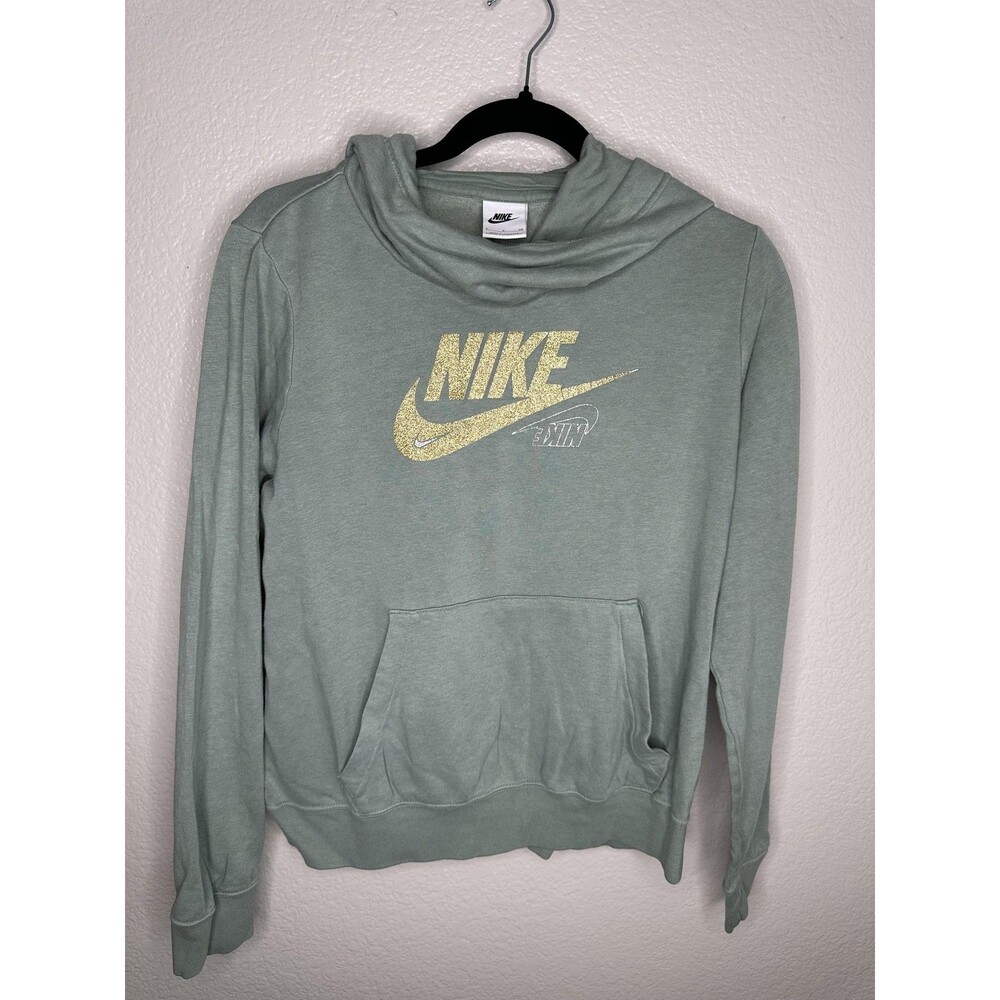 Nike Hoodie Womens Small Glitter Swoosh Pullover Sweatshirt Long Sleeve